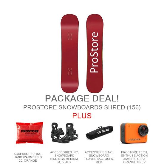 PROSTORE SNOWBOARDS - SHRED ULTIMATE PACKAGE PROSTORE SNOWBOARDS SNOWBOARD PACKAGES RED 156-1