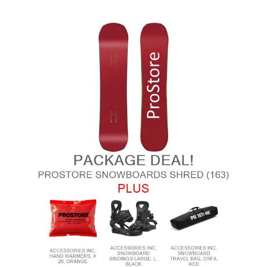 PROSTORE SNOWBOARDS - SHRED EPIC PACKAGE PROSTORE SNOWBOARDS SNOWBOARD PACKAGES RED 163-1