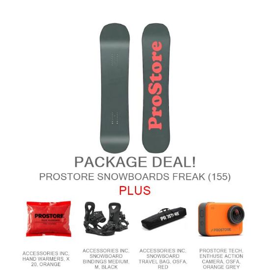 PROSTORE SNOWBOARDS - FREAK ULTIMATE PACKAGE PROSTORE SNOWBOARDS SNOWBOARD PACKAGES GREEN ORANGE 155-1