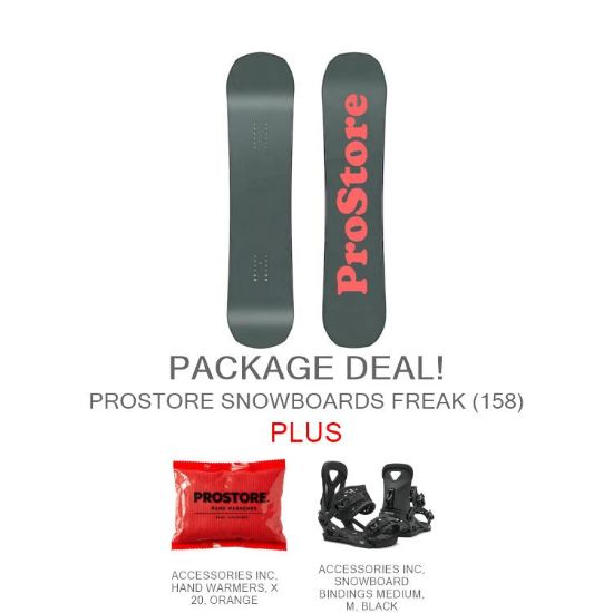 PROSTORE SNOWBOARDS - FREAK DELUXE PACKAGE PROSTORE SNOWBOARDS SNOWBOARD PACKAGES GREEN ORANGE 158-1