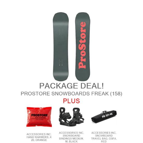 PROSTORE SNOWBOARDS - FREAK EPIC PACKAGE PROSTORE SNOWBOARDS SNOWBOARD PACKAGES GREEN ORANGE 158-1
